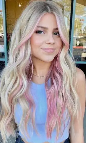 white to pink balayage hair color