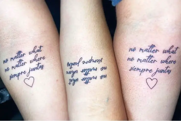 3 sister tattoos with sayings