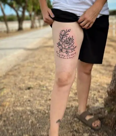 A Lotus Flower Tattoo On Thighs