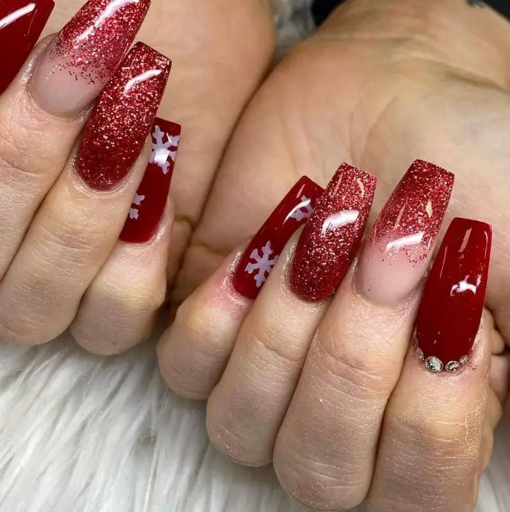 Acrylic Red Coffin Nail Design