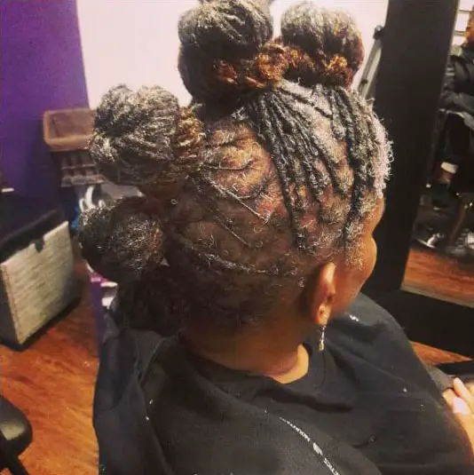 Bantu Knot Braid Style for Mix of Three Shades of Hair