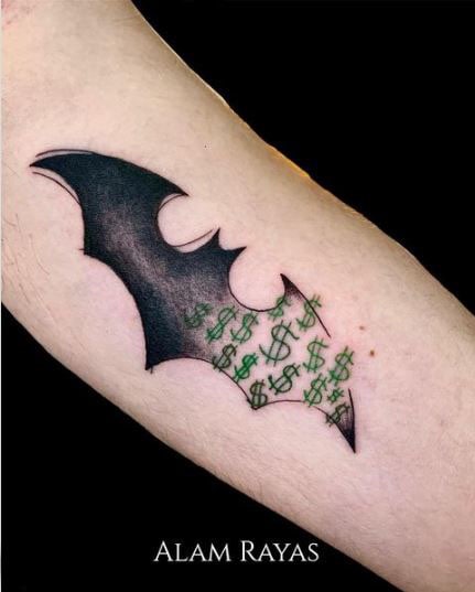 Batman and Dollar Symbols Tattoo Design