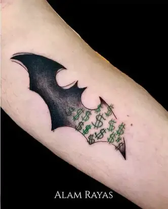 batman logo tattoos arm