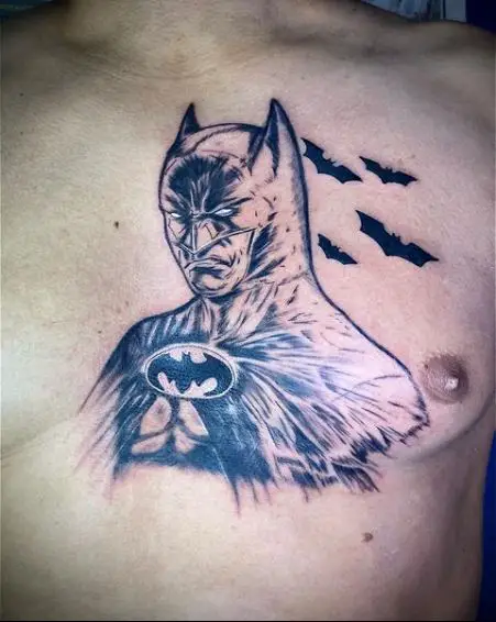 Batman and Flying Bats Tattoo Piece