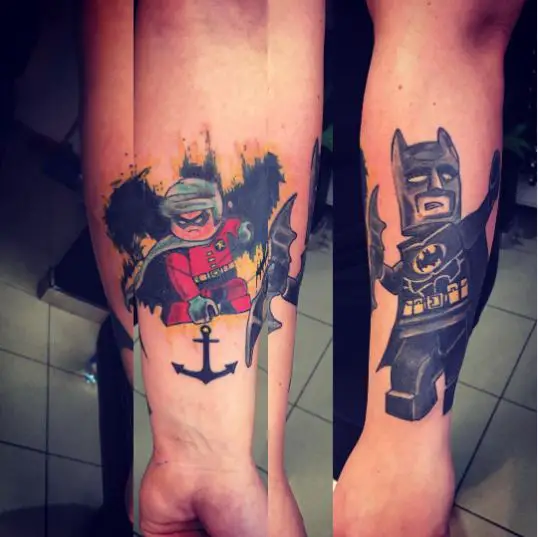Batman and Robin Cartoon Color Tattoo