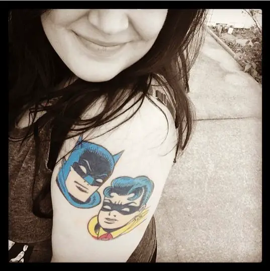 Batman and Robin Tattoo On Arms