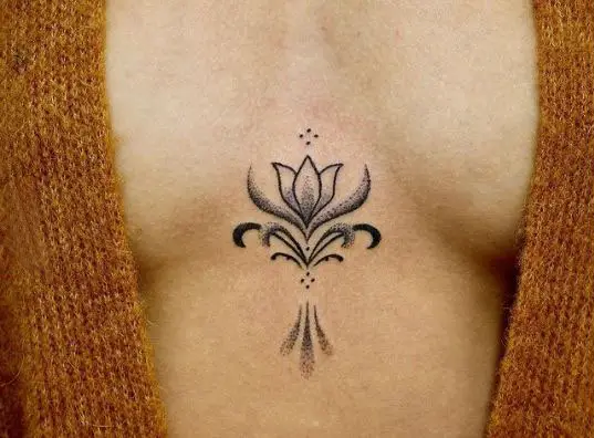 Beautiful Blooming Lotus Flower On The Chest