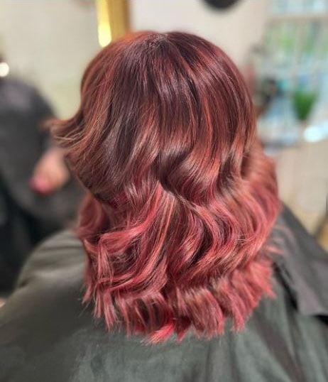 Burgundy Red Balayage Hairstyle