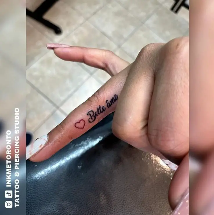 Belle ame finger tattoo