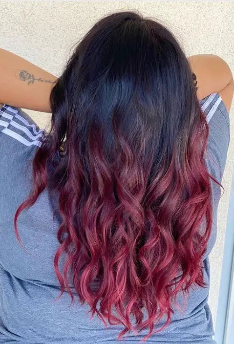 Black Cherry Ombre and beach waves