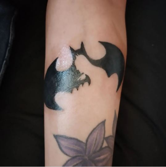 Black Dark Batman Tattoo On Hands