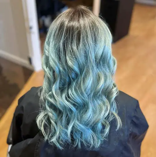 Black Hair with Pastel Blue Balayage