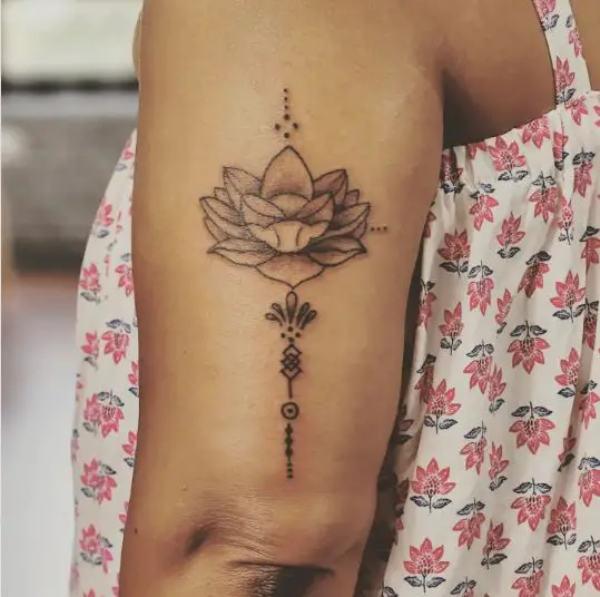 Black Lotus Flower Tattoo For Arms