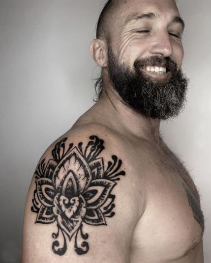 Black Lotus Flower Tattoo On Arms