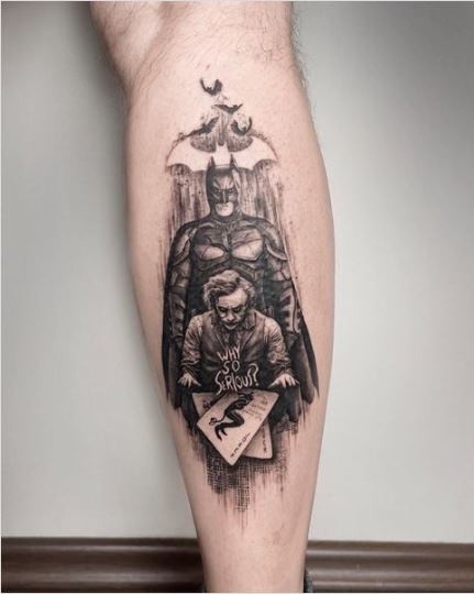 Black and Grey Dark Knight Tattoo