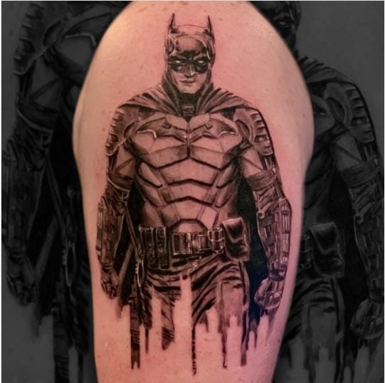 Black and Grey Realism Batman Tattoo