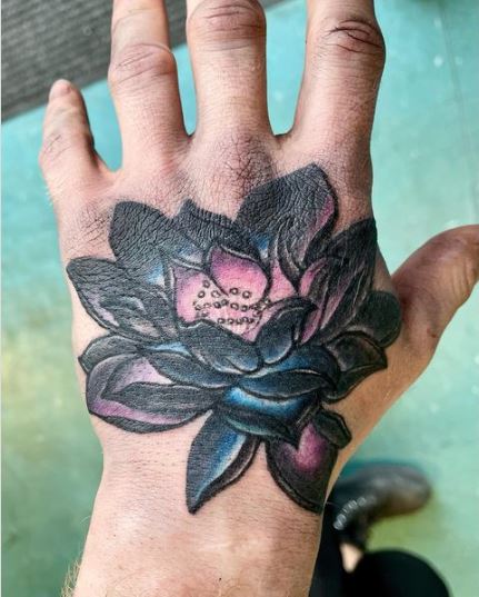 Black and Pink Mix Lotus Tattoo