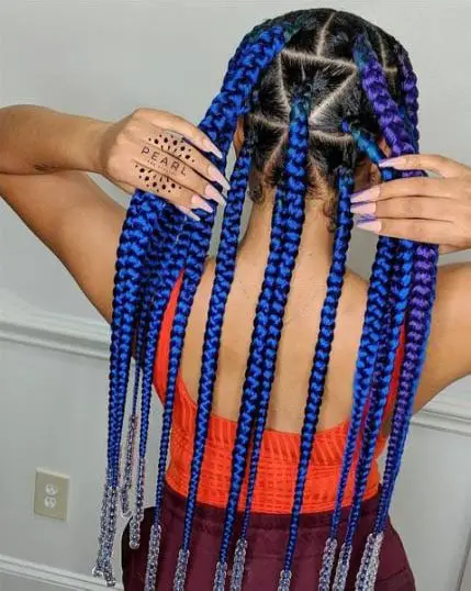 Blue Beaded Jumbo Braids