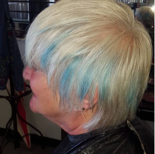 Blue Underlights For Short Gray Hair