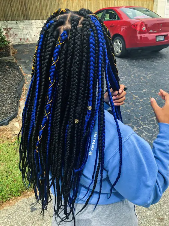 Blue and Black Box Braids