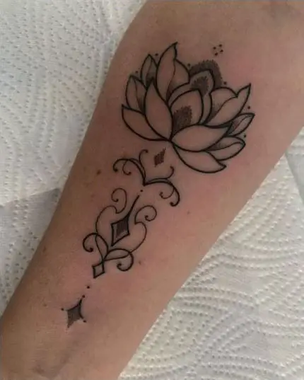 Bold Inked Lotus Tattoo