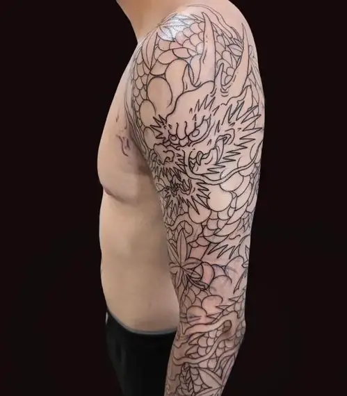 Bold Linework Dragon Tattoo