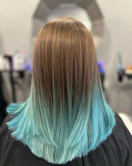 Brown Hair with Pastel Blue