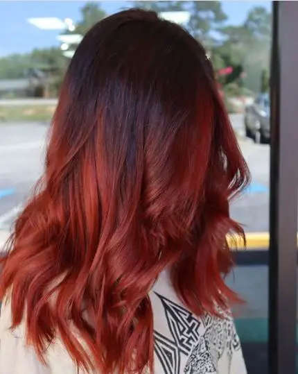 Brunette To Auburn Ombre Red Balayage