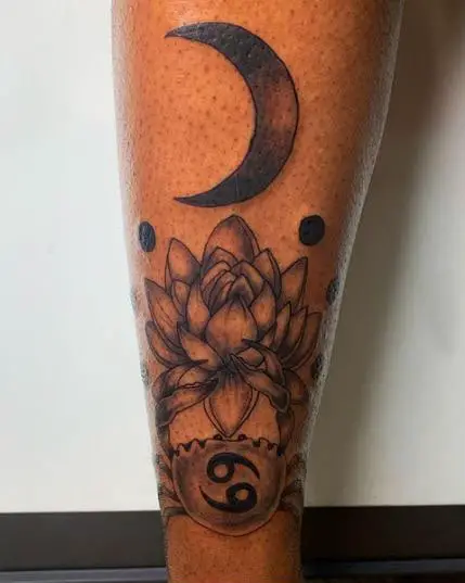 Cancer Zodiac Lotus Tattoo