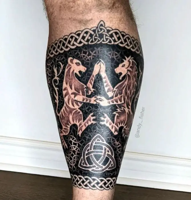 Celtic leg sleeve tattoo