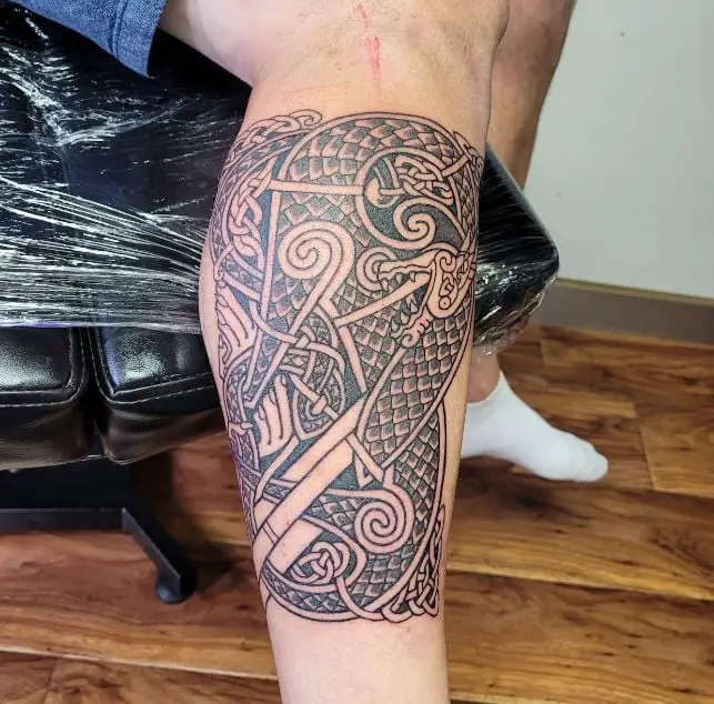 Celtic leg tattoo