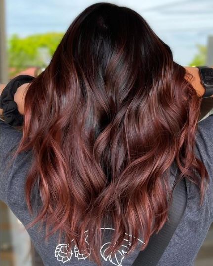 Dark Auburn Red Balayage