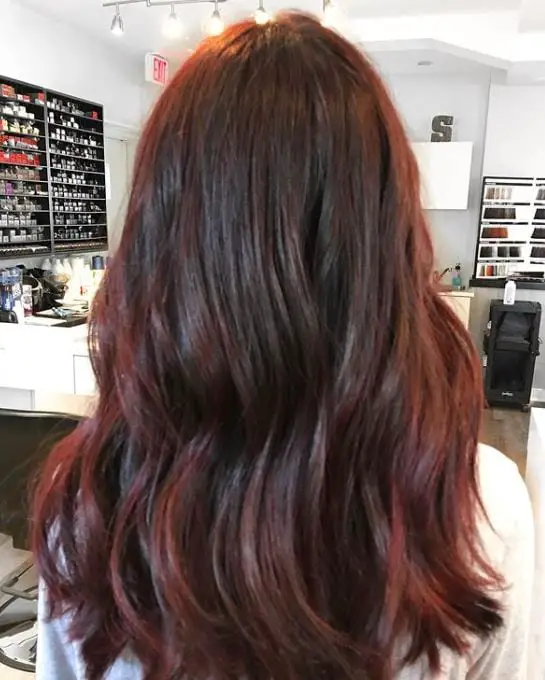 Chocolate Black Cherry hair with Soft Waves