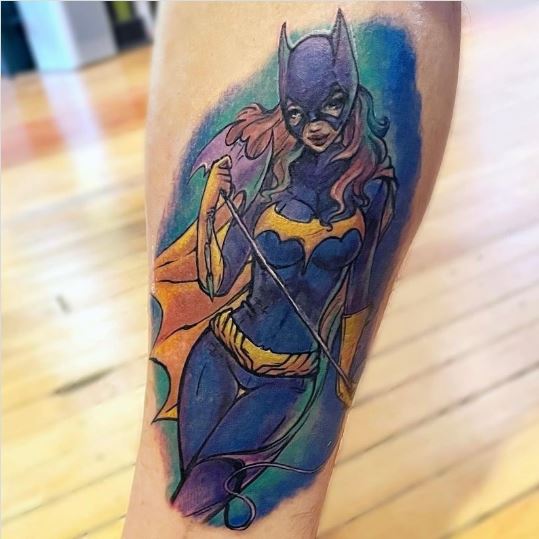 Colorful Bat Girl Tattoo