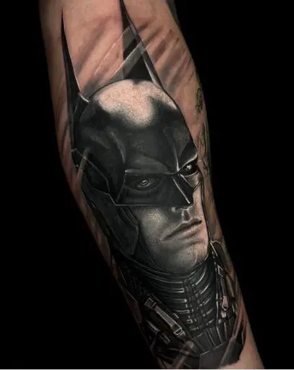 Customized Black Sketched Batman Tattoo