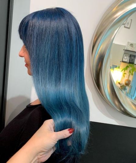 Dark Blue Hair with Pastel Blue