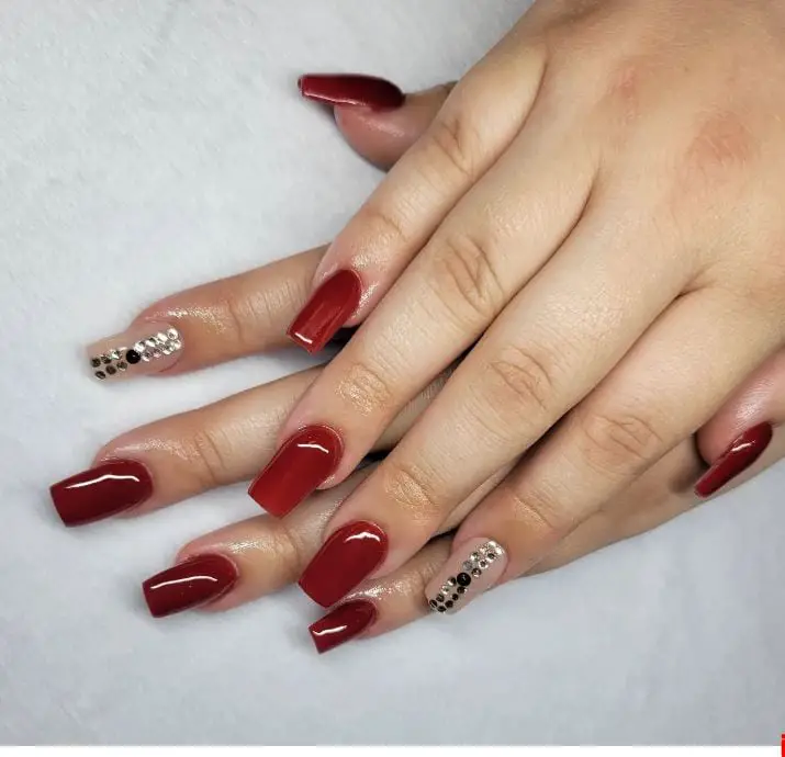 Dark Red Coffin Nail Art