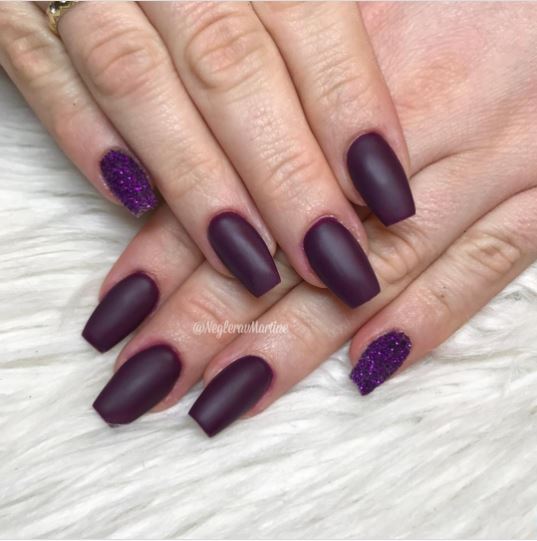 Deep Matte Purple & Glitter