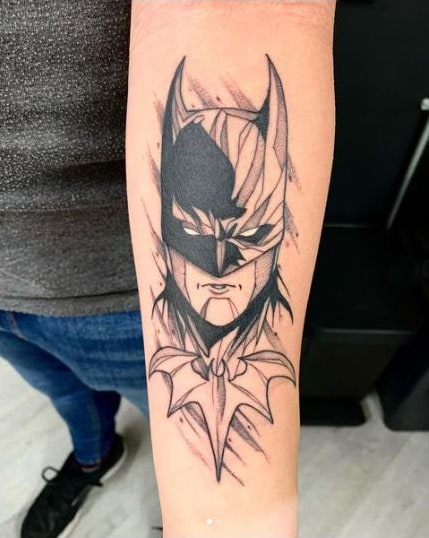 Dotwork Black Batman Tattoo