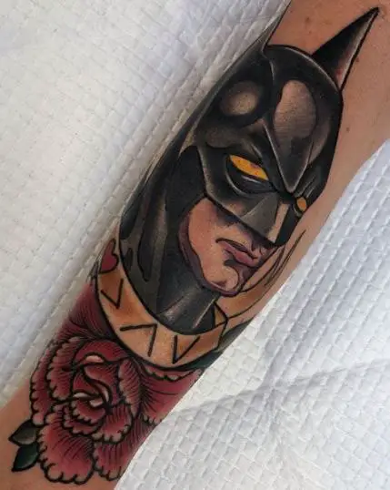 Floral Batman Tattoo For Hands