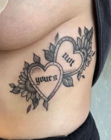 Floral Heart and Text Tattoo