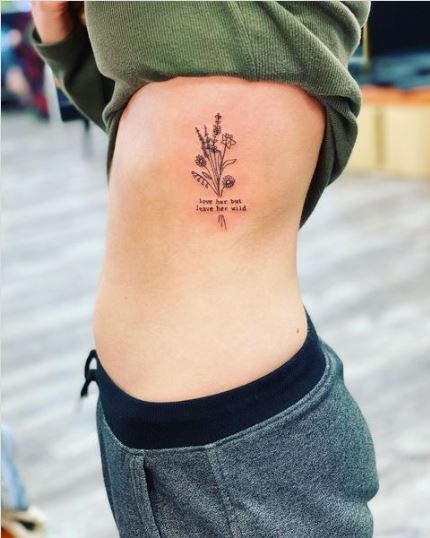 Flowers with Text Tattoo