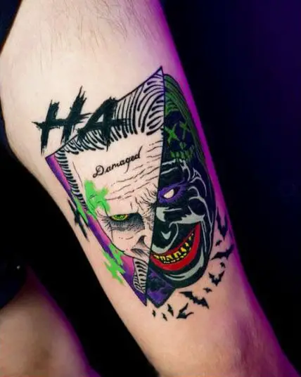 Colored Joker mashup tattoo