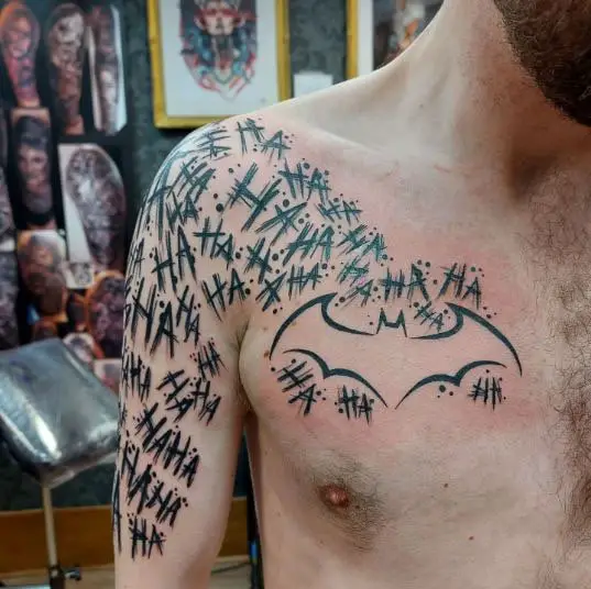 Funky Batman and Joker Themed Half Sleeve Tattoo