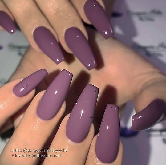 Glossy Plum Purple Nail Art