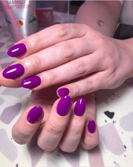 Glossy Violet Nail Design