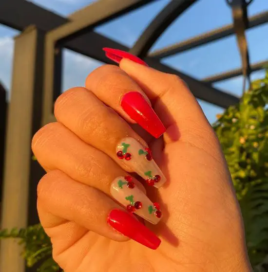 Gorgeous Manicure With Cherry Design