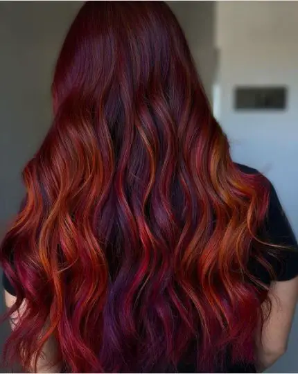Fire Red Balayage on long Hair