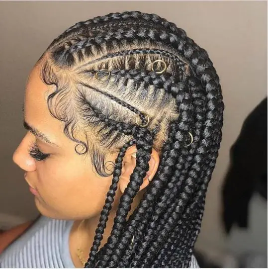 Half Jumbo Braids Style