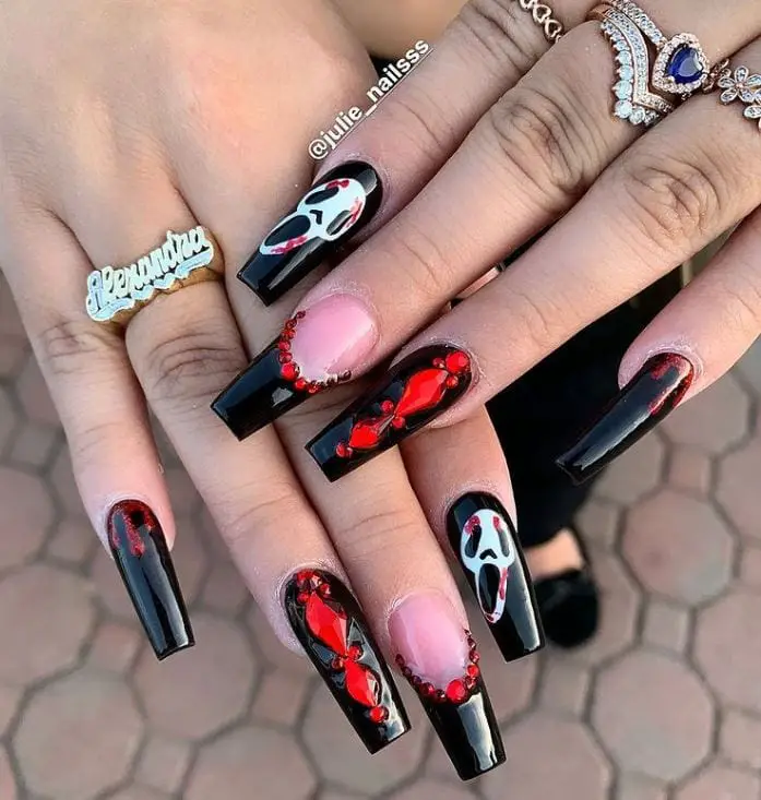 Halloween Diamond Nails